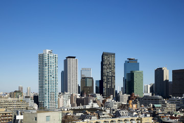 新宿高層ビル群　西新宿5丁目　快晴青空　大空　　2016年