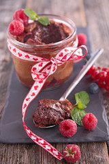 chocolate cake and berry fruit