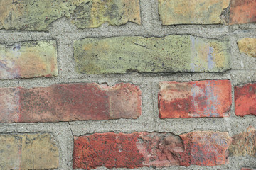 Fototapeta premium Graffiti brick wall, colorful background