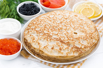 traditional Russian crepes, top view