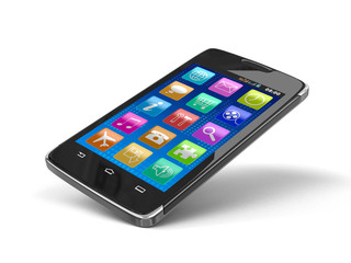 Touchscreen smartphone. Image with clipping path.