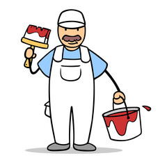 Mann als Maler mit Farbe und Pinsel