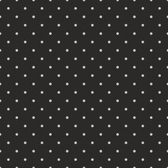 Tile dark vector pattern with white polka dots on black background