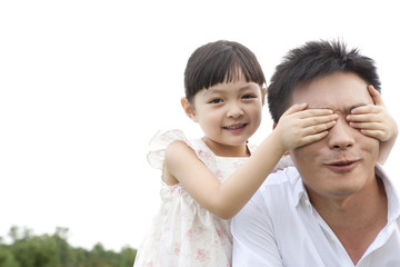 Obraz premium Father and daughter playing in the park