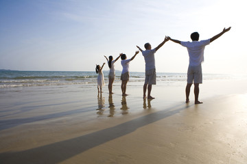 Portrait of family at the beach