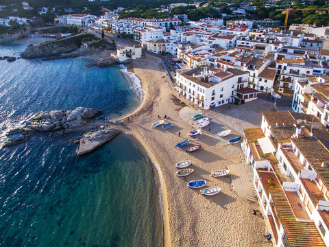 Aerial view of coast of Llafranc Palafrugell Spain