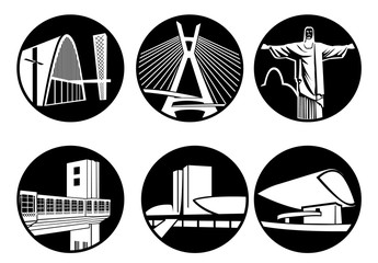 Icons or symbols of Brazil monuments culture, Brazilian tourism