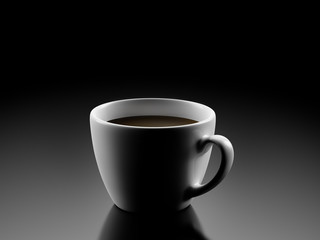 White Cup isolated on Black Bckground