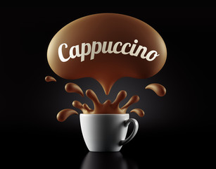 High Resolution Capuccino Splash Cup Concept.