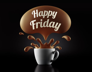 High Resolution Happy Friday Splash Cup Concept.