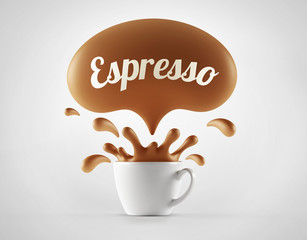 High Resolution Espresso Splash Cup Concept.