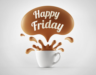 High Resolution Happy Friday Splash Cup Concept.