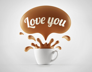 High Resolution Love You Splash Cup Concept.