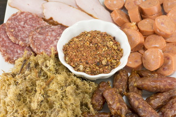 Various types of meat close up