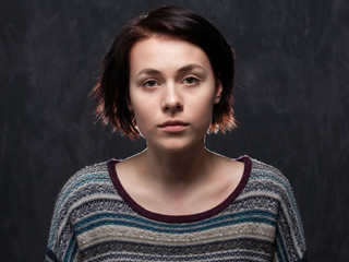  Young woman with haircut