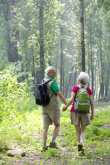 Portrait of a senior couple hiking