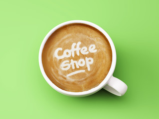 Coffee Shop Concept isolated on green background