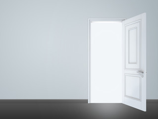 White Open Door with Frame Isolated on Background 