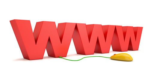 www text rendered isolated and mouse on white background 