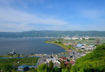 Lake Suwa and Landscape in Suwa, Nagano, Japan