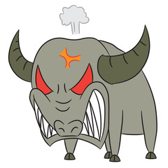 vector cartoon character buffalo angry
