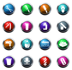 Set of hairdressing equipment icons