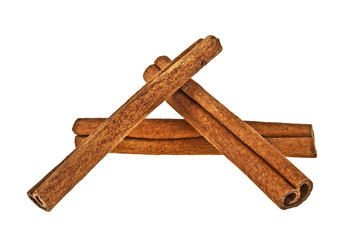 Cinnamon sticks isolated on white background