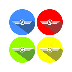 Badge wings circle flat icon