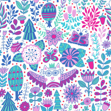 Vector forest design floral pattern illustration