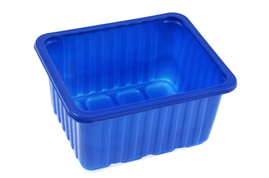 Barquette en plastique bleu