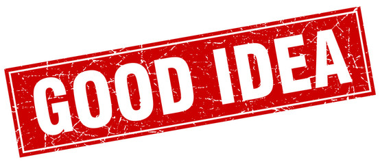 good idea red square grunge stamp on white