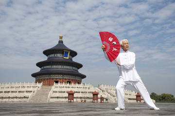 Senior Man Practicing Tai Chi, Temple of Heaven