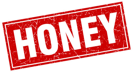 honey red square grunge stamp on white