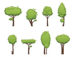 Nature vector cut tree collection elements