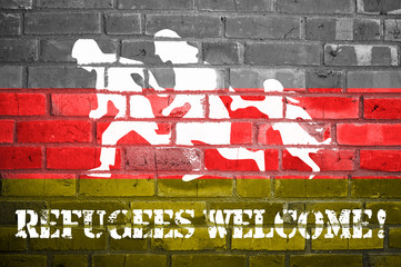 Asylantrag abgelehnt, Refugees welcome, Flüchtlinge, Willkommenskultur, Einwanderung, Schild,...