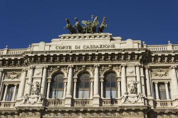 Architectural close up of Palace of Justice in Rome, Italy