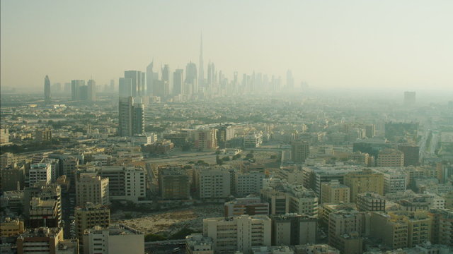 Aerial Dubai Skyscrapers suburban districts UAE