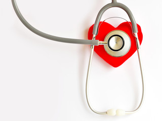 Heart with stethoscope, Heart healthy concept
