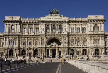 The Supreme Court of Cassation in Palace of Justice in Rome. View from the street - obrazy, fototapety, plakaty