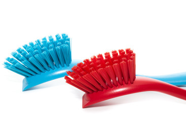 bright plastic brush isolated on a white background.