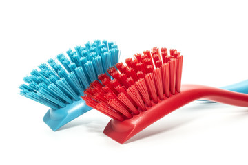bright plastic brush isolated on a white background.