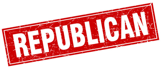 republican red square grunge stamp on white