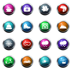 Skiing icons set
