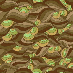 Seamless Wave Ornament. Brown Abstract Pattern for Fabric and Packing.