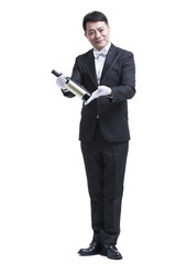 Obraz premium Waiter with a bottle of wine