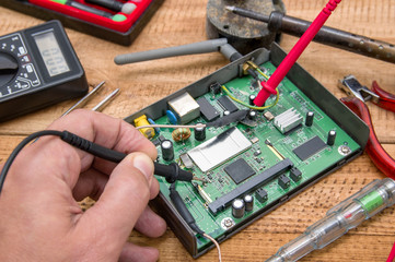 Electronics repair service. Technology background.