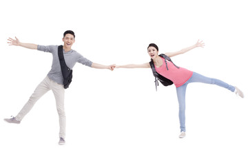 Excited college couple