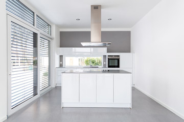 Interior of white kitchen