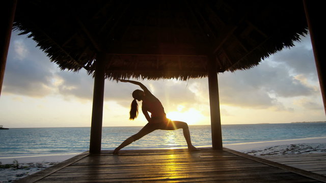 Yoga fitness lifestyle of young ethnic girl outdoor
