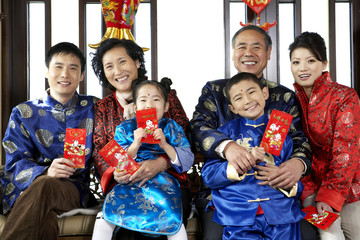 Multi-Generation Family Celebrating Chinese New Year